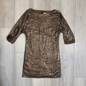 Trina Turk Bronze Luz Fiesta Sequin Cold Shoulder Cola Dress